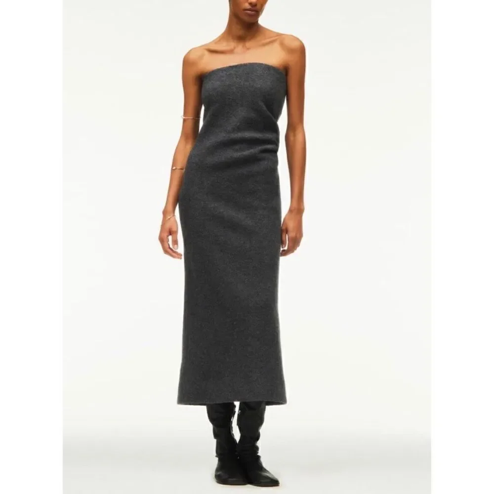 NWT Zara Limited Edition Fall/Winter 2022 Collection Strapless Gray Wool Dress